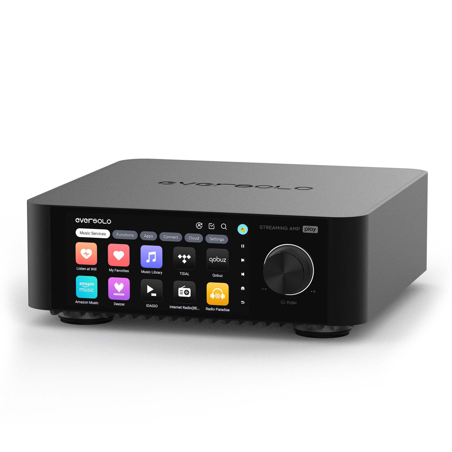 Ampli streaming Eversolo Play màu đen, ảnh sản phẩm nền trắng